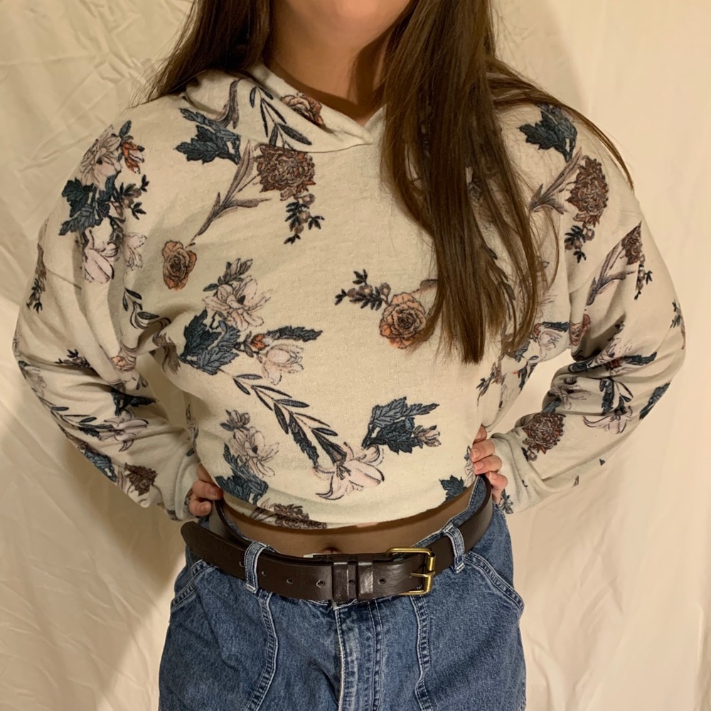 Cropped floral thin sweatshirt